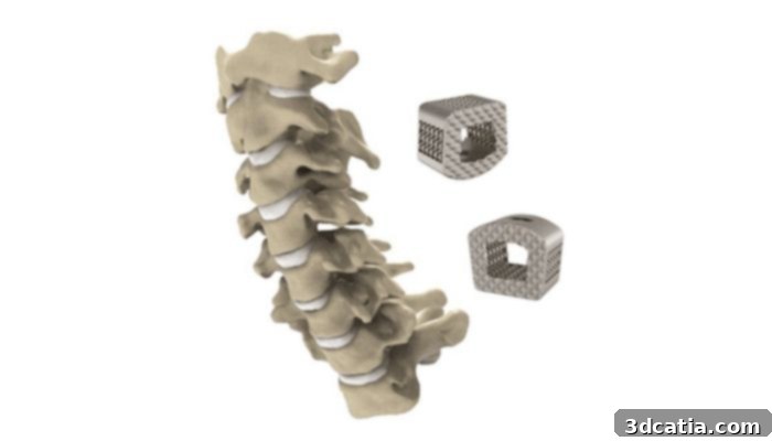 ZSFab's 3D printed titanium spinal implant parts, showcasing intricate designs.