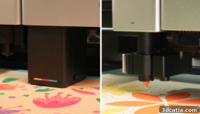 xTool M1 Ultra in Inkjet Mode (left) and Pen Mode (right), demonstrating its printing and drawing functions.