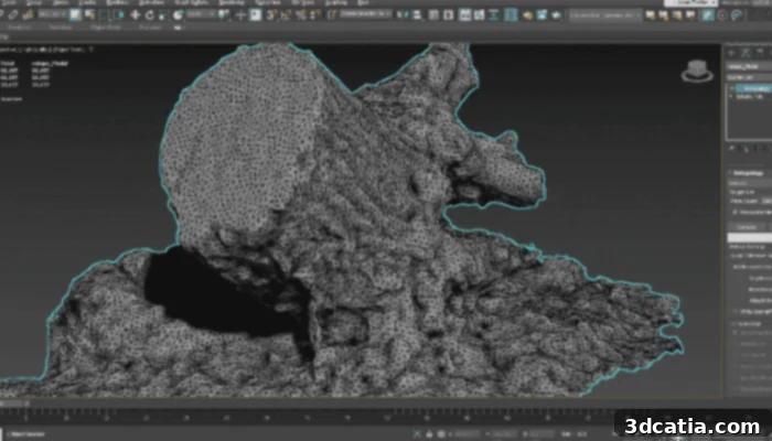 3ds Max software interface showing a detailed 3D model.