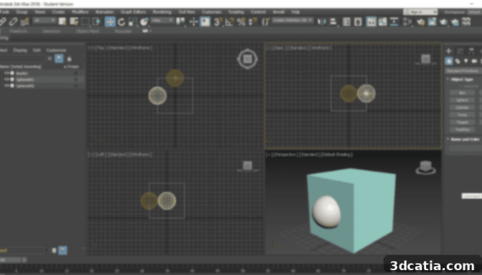 3ds Max interface showing spline modeling in progress.