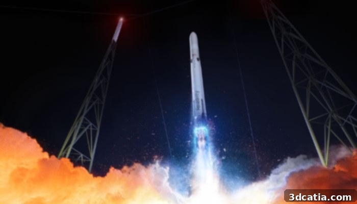 Conceptual image of the Terran R rocket by Relativity Space, a nearly fully 3D printed rocket