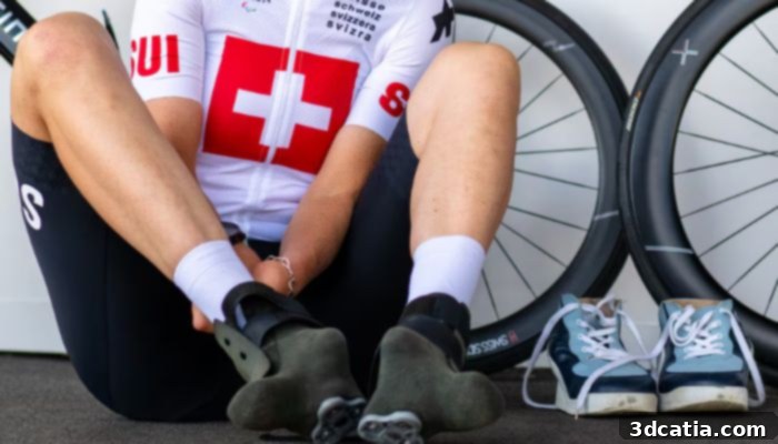 Flurina Rigling with her shoes made using 3D printing at the Paralympics