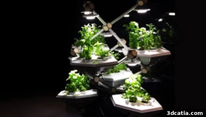 3D-printed modular structures for horizontal farming by Hexagro