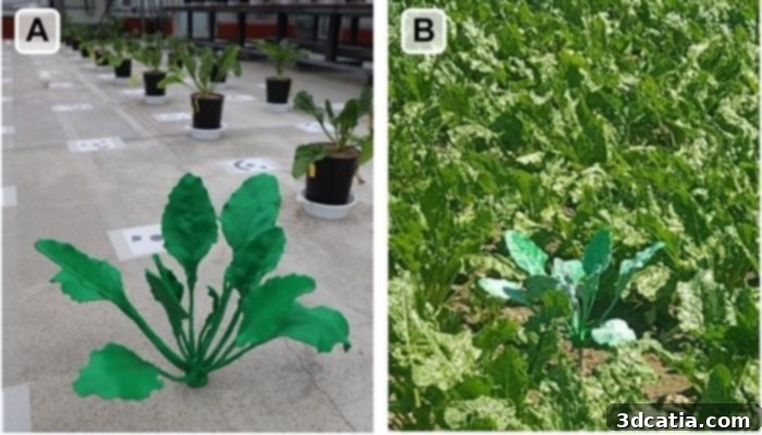 3D-printed sugar beet plant model for precise phenotyping research