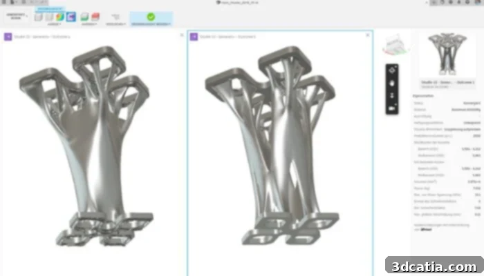 Visual comparison between topology optimization and generative design processes