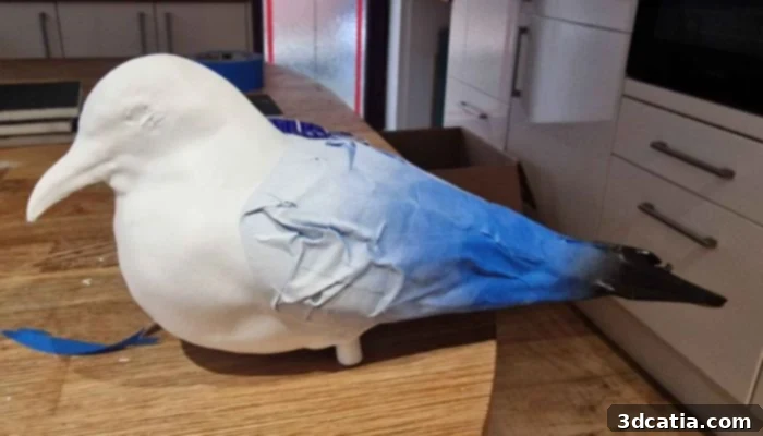 3D printed kittiwake decoy being produced