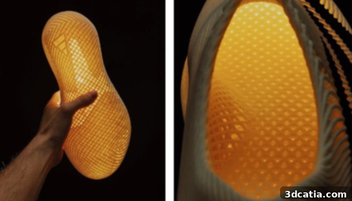 Close-up of the Adidas Climamog's 3D printed structure
