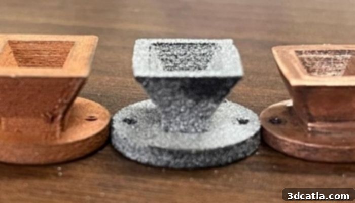 3D printed antenna components developed by PUCV researchers, showcasing additive manufacturing innovation for telecommunications