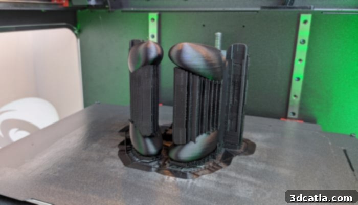 Supports on an FDM printed part
