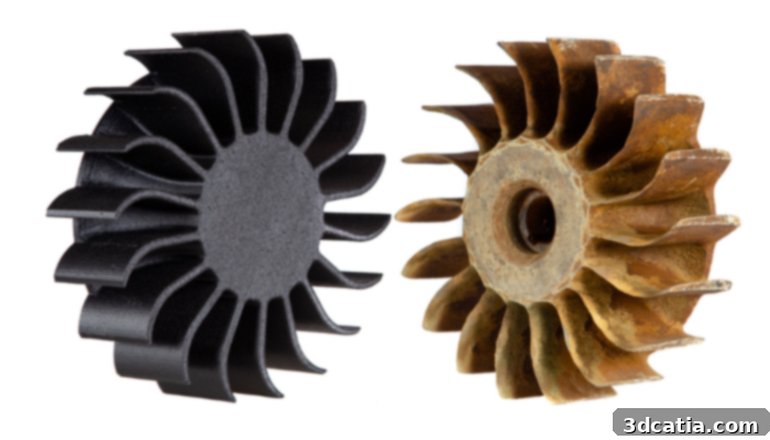 Comparison of brass and high-performance polymer vacuum pump rotors