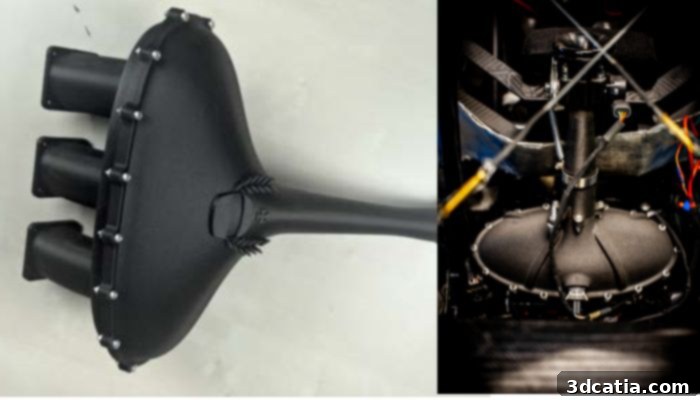 An Intake Manifold for PRz Racing created with Omni3D's solutions and CF PA-12