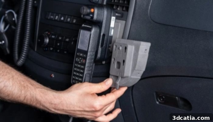 3D printed customized radio stand for police vehicle