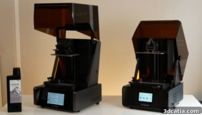 HeyGears Reflex RS and Reflex desktop resin 3D printers side by side