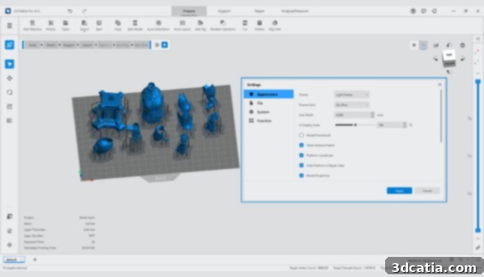 CHITUBOX Pro V2.0's new user interface with enhanced theme and lighting options