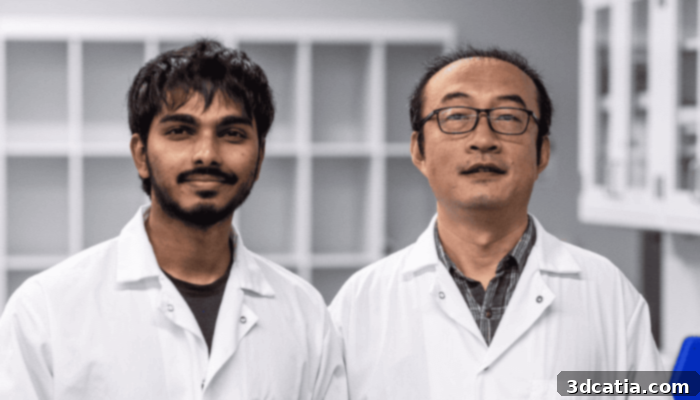 Kishore Mysore Nagaraja and Dr. Wei Li with 3D Printed Femur