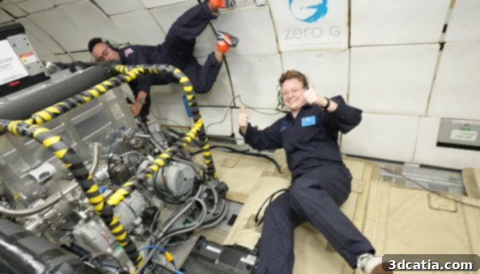 The research team in the zero-gravity aircraft