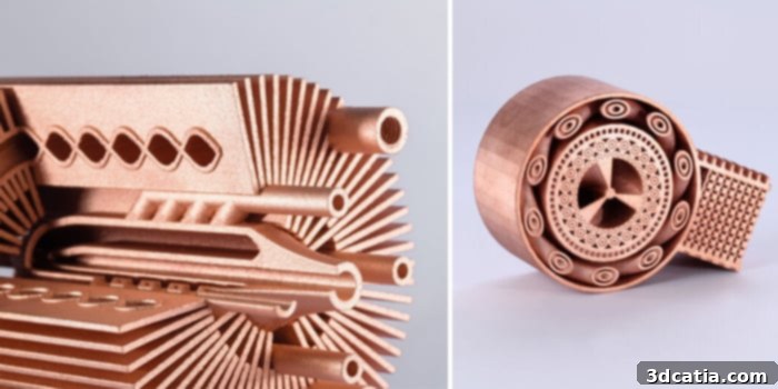 3D-printed copper parts manufactured by EOS
