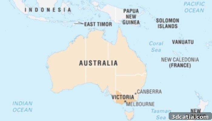 A map of Australia with Victoria highlighted