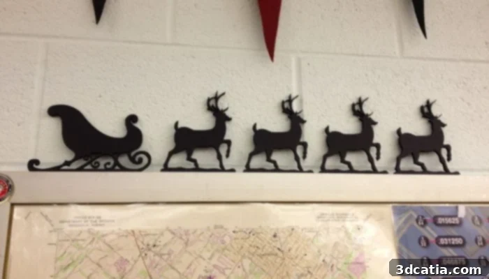 3D Printed Sleigh and Reindeer Outlines