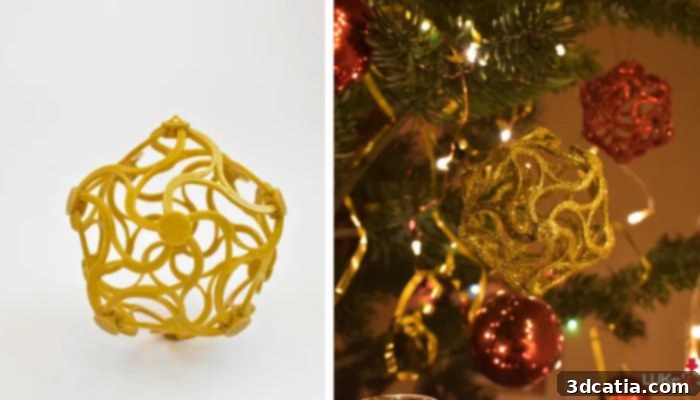 3D Printed Geometric Christmas Tree Ornament