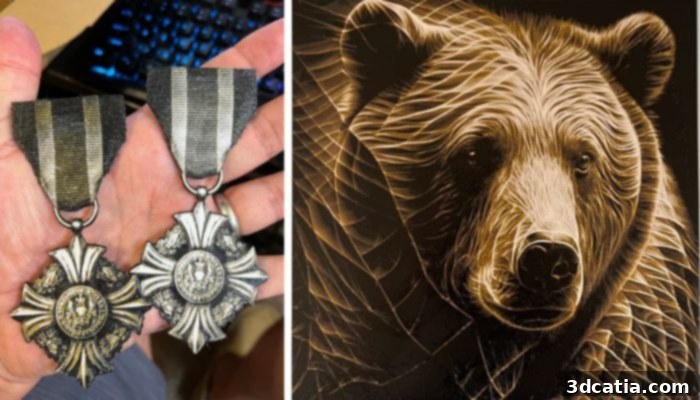 Examples of HueForge artwork showcasing vibrant colors and intricate details achieved through filament painting