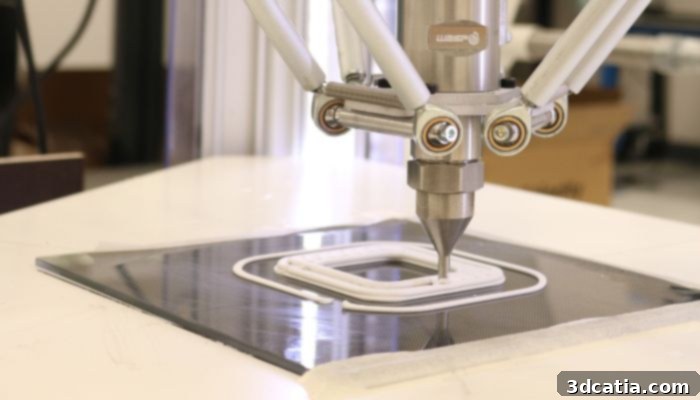 A ceramic AM part being produced via robocasting at Lucideon, showcasing diverse manufacturing techniques.