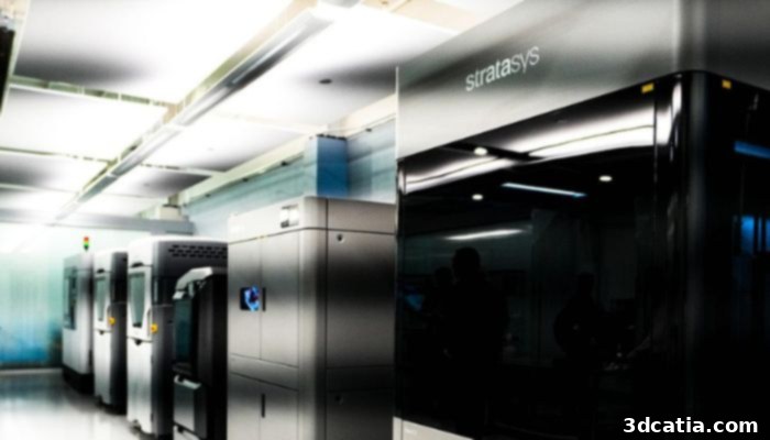 A display of Stratasys 3D printers available to NASCAR engineers.