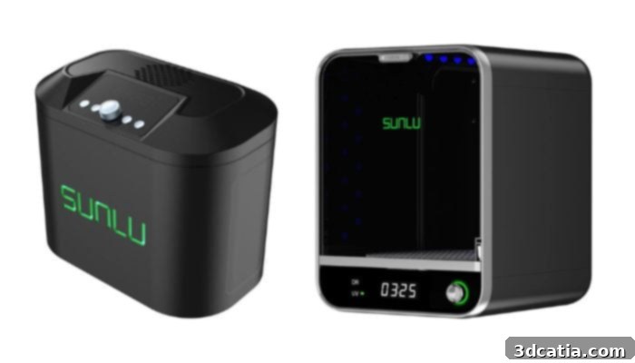 SUNLU Ultrasonic Cleaner (left) and Curing Box RC-2 (right) for affordable resin post-processing