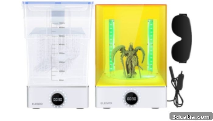 ELEGOO Mercury XS Bundle with separate washing and curing stations for resin 3D prints
