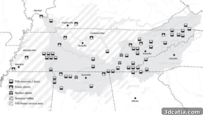 Map of the TVA service area