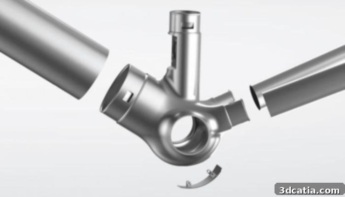 Möve Avian frame showing 3D printed titanium sleeves and VER-TEC technology