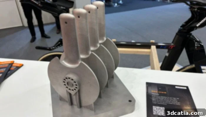 Renishaw showcasing 3D printing applications for bikes at Formnext 2024.