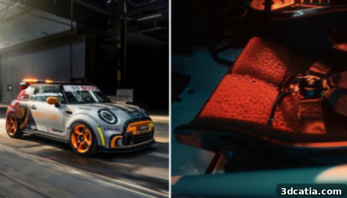 MINI Electric Pacesetter interior with 3D printed seat pads