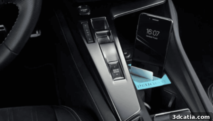 Peugeot 308 interior with 3D printed accessories