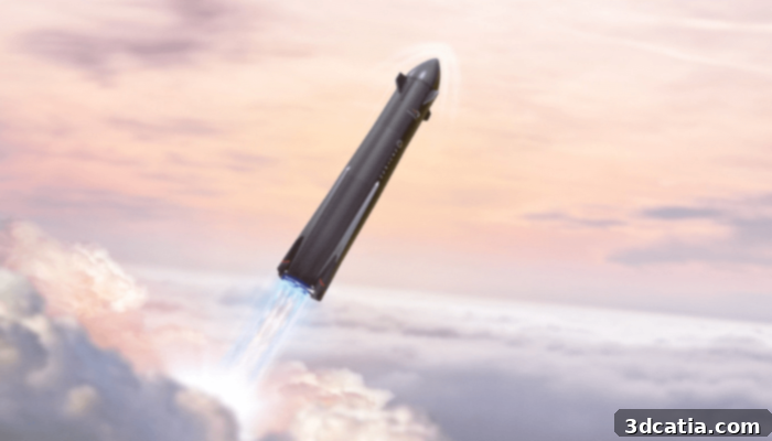 A stylized depiction of Neutron, Rocket Lab's new medium-lift reusable rocket.