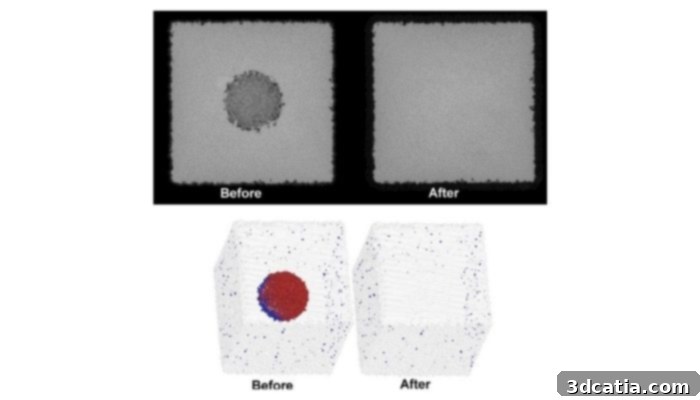 Before and after comparison of material subject to HIP