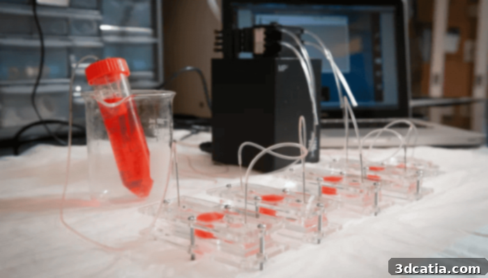 Multiple Organ-on-a-Chip slides that are being used for testing
