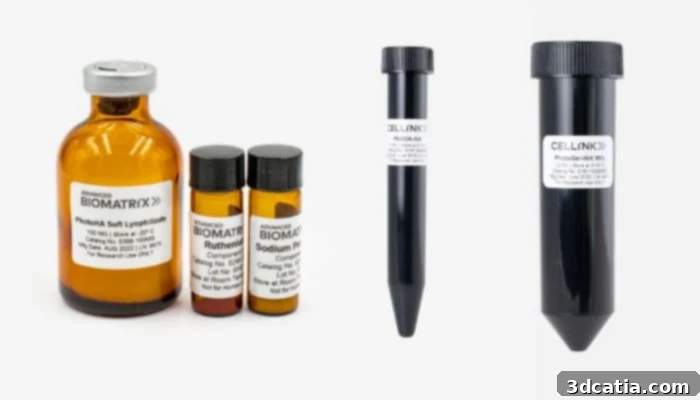 Advanced BioMatrix Bioinks: PhotoHA-Soft, PEGDA-INK, PhotoGel-INK for 3D Bioprinting