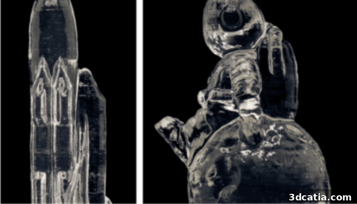 3D printed hydrogel astronaut and space shuttle