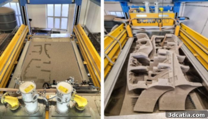 Scawo3D pressure bed during staircase formwork production