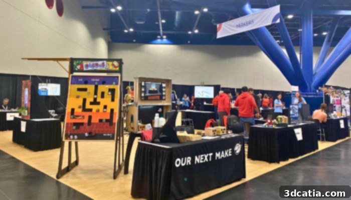 Makers area at 3DEXPERIENCE World 2025 showcasing 3D printing applications.