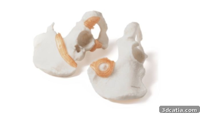 3D printed patient-specific pelvic cutting guide.