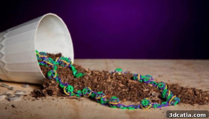 3D printed beads biodegrading and growing a plant