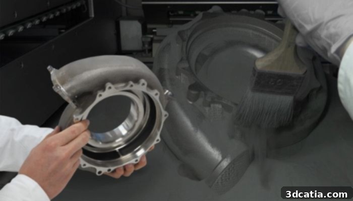 Honda 3D printing, showcasing a metal part made with LPBF technology.