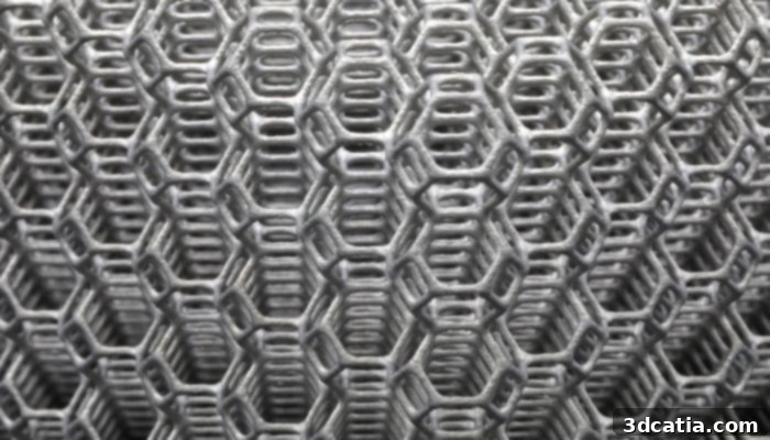 Close-up view of intricately designed lattice structures from Dr. Watkins' research.