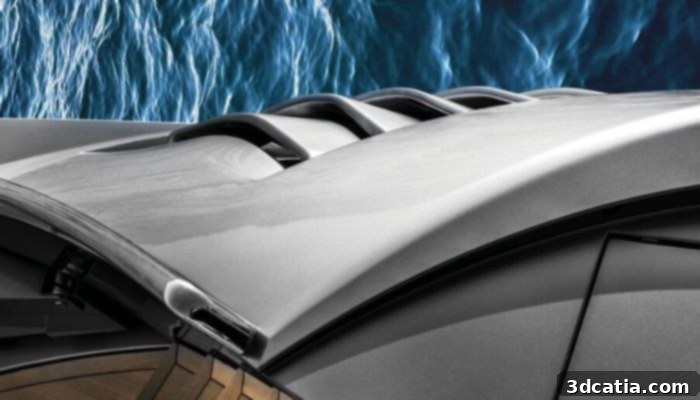 The impressive side air grilles created using additive manufacturing for the Pershing GTX116