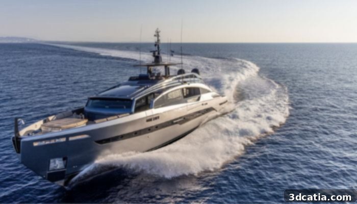 The luxurious Pershing GTX116 yacht, featuring additive manufactured components