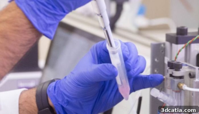Reactive Jet Impingement (ReJI) bioprinting technology, a rapid system for printing biomimetic gels for in vitro disease models and drug testing.