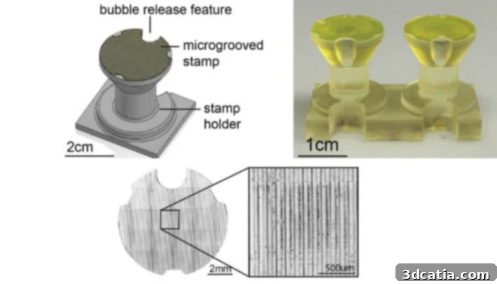 STAMP and 3D Printing Process Illustration with CAD Model and Printed Parts