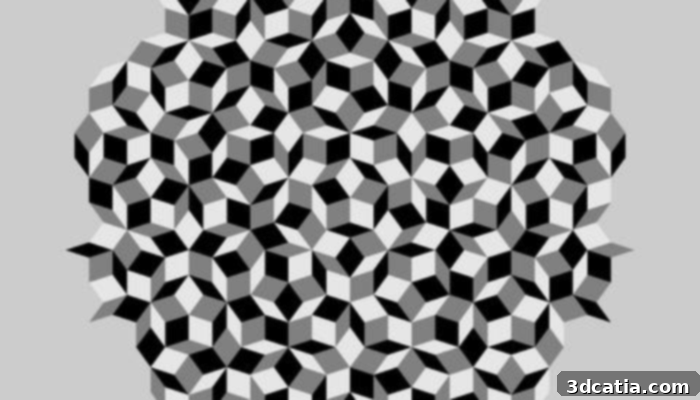 Penrose paving pattern illustrating the non-repeating yet ordered structure of quasicrystals, similar to how atomic structures can be arranged in a metal alloy.